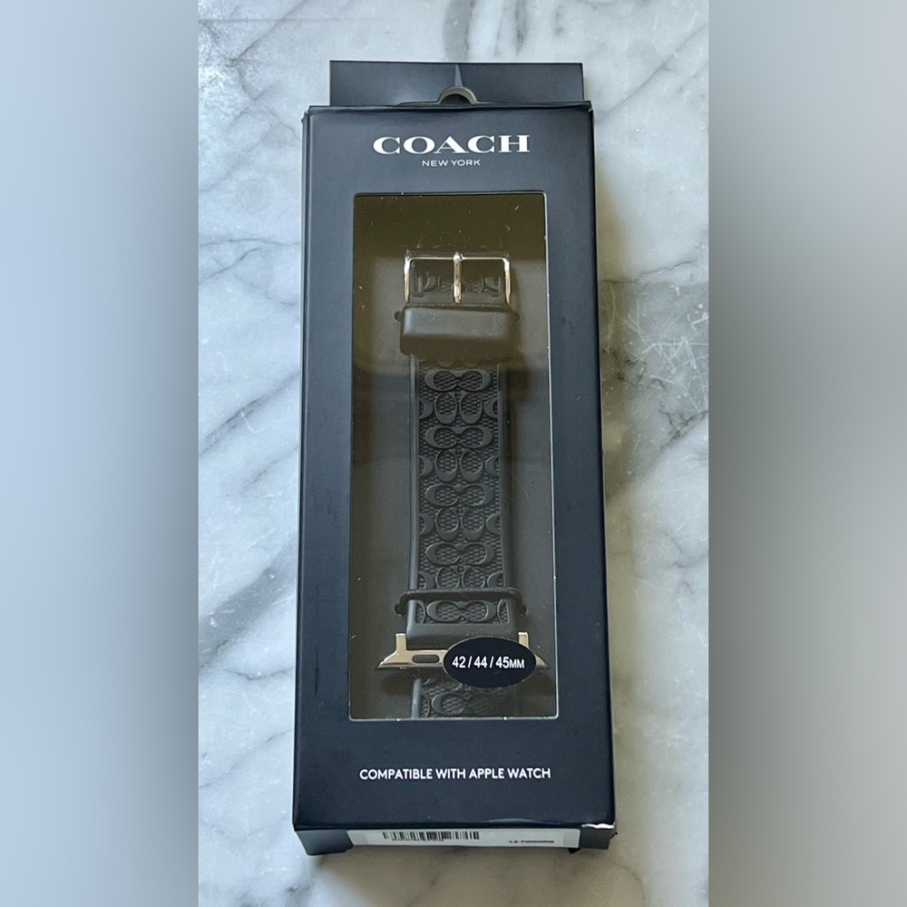 Coach Black Silicone Watch Band with Monochrome Design